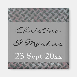 Stahlgitter-Metallmuster Manly Wedding Magnet