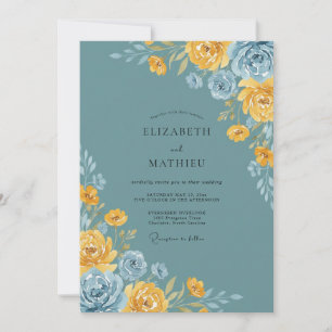Stahlgold-Ranunculus-Eukalyptus-Hochzeit Einladung