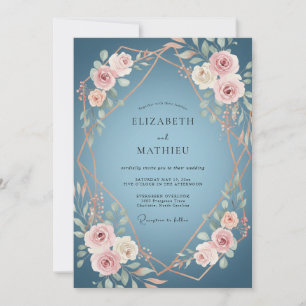 Stahlgold-Ranunculus-Gedämpfte-Eukalyptus-Hochzeit Einladung