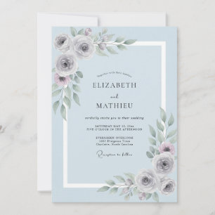 Stahlgraue bemalte Hochzeit Einladung