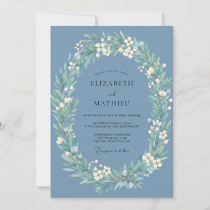 Stahlige Aquarell-Kranz-Hochzeit Einladung
