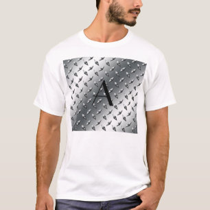 Stahlmonogramm der silbernen Platte des Diamanten T-Shirt