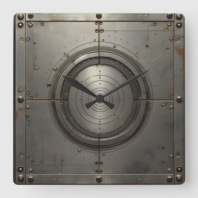 Stahlobjekt Quadratische Wanduhr (Vorderseite)