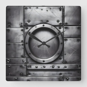 Stahlobjekt Quadratische Wanduhr