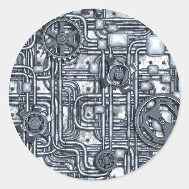 Stahlplatte - Gänge und Rohre - Stahl Runder Aufkleber (Vorderseite)