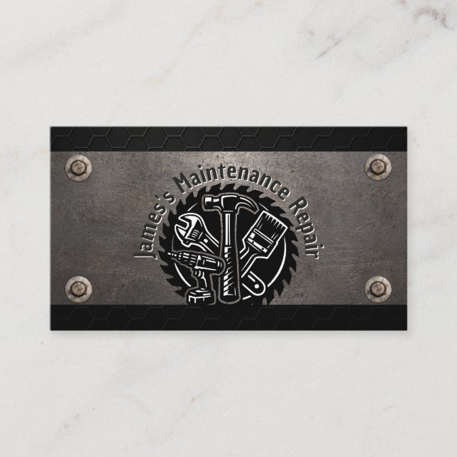 Stahlplatten-Handwerker-Wartung Visitenkarte Pro (Vorderseite)