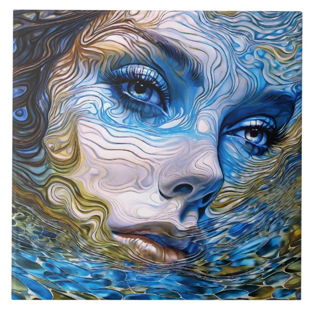 "Stahlschaum" - Frauen im Wasser Fliese (Vorderseite)