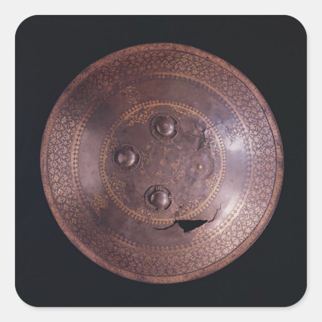 Stahlschild mit aufwändiger Golddekoration Quadratischer Aufkleber (Vorderseite)