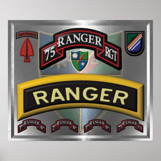 Stahltyp Gerahmt 75. Ranger Regiment Poster (Vorne)