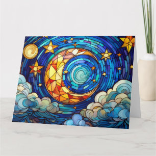 Stain Glas Art Moon und Sterne Karte