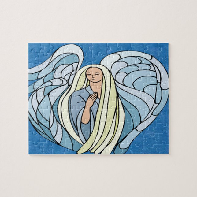 Stain Glass Blue Angel Puzzle (Horizontal)
