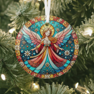 Stain Glass Christmas Angel Ornament Aus Glas