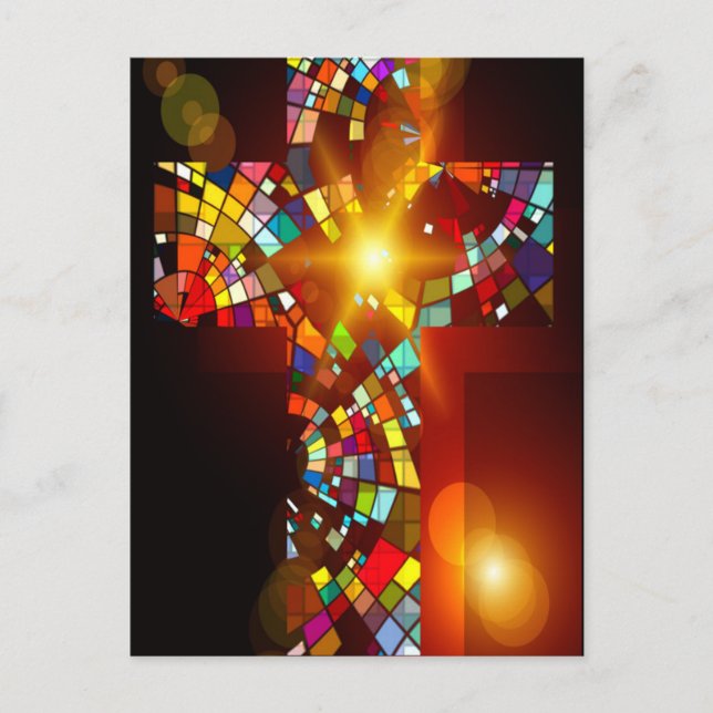 Stain Glass Cross Postkarte (Vorderseite)