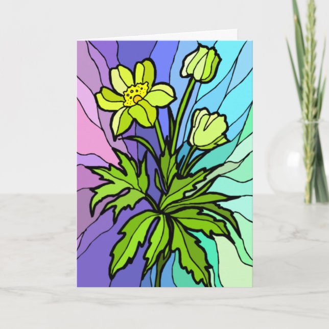 Stain Glass Daisy Card Karte (Vorderseite)