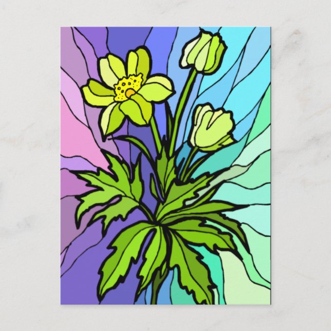 Stain Glass Daisy Post Card Postkarte (Vorderseite)