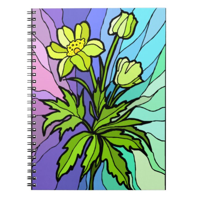 Stain Glass Daisy Spiral Notebook Notizblock (Vorderseite)