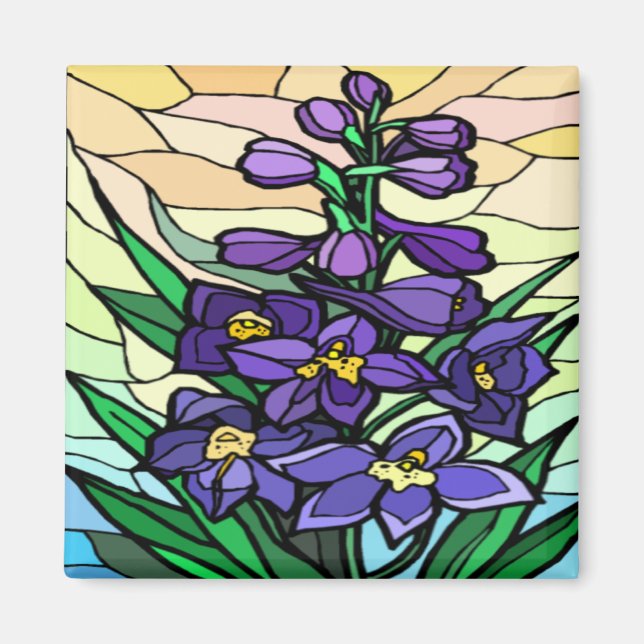 Stain Glass Dendrobium Magnet (Vorne)