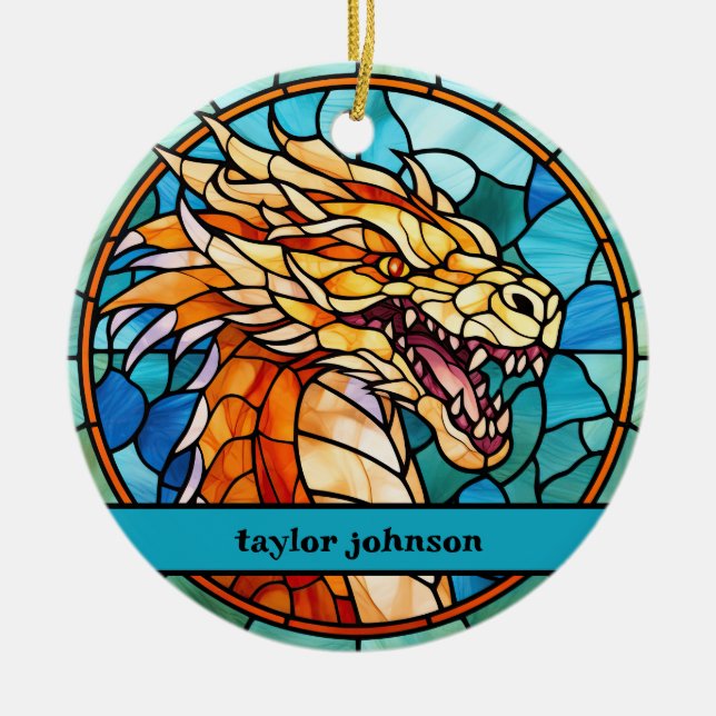 Stain Glass Dragon Keramik Ornament (Vorne)