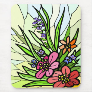 Stain Glass Flower Garden Mousepad