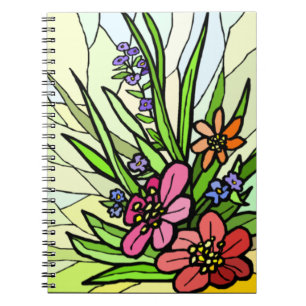 Stain Glass Flower Garden Spiral Notebook Notizblock