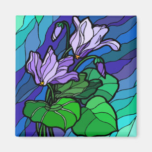 Stain Glass Lila Blume Magnet