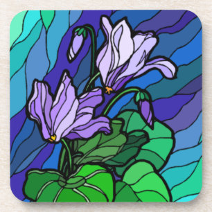 Stain Glass Lila Blume Untersetzer