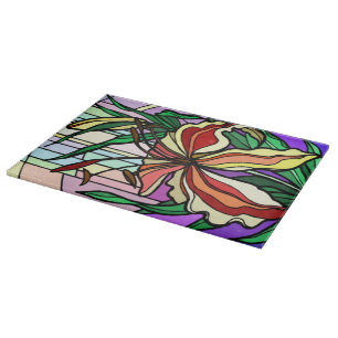 Stain Glass Lilly Cutting Board Schneidebrett
