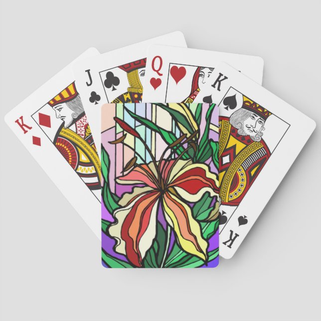 Stain Glass Lily Playing Cards Spielkarten (Rückseite)