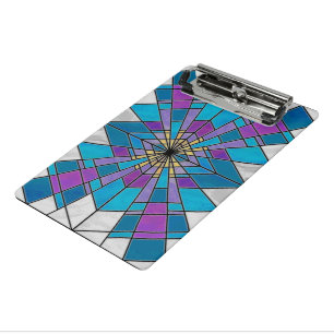 Stain Glass Ray Blau und Lila Mini Klemmbrett