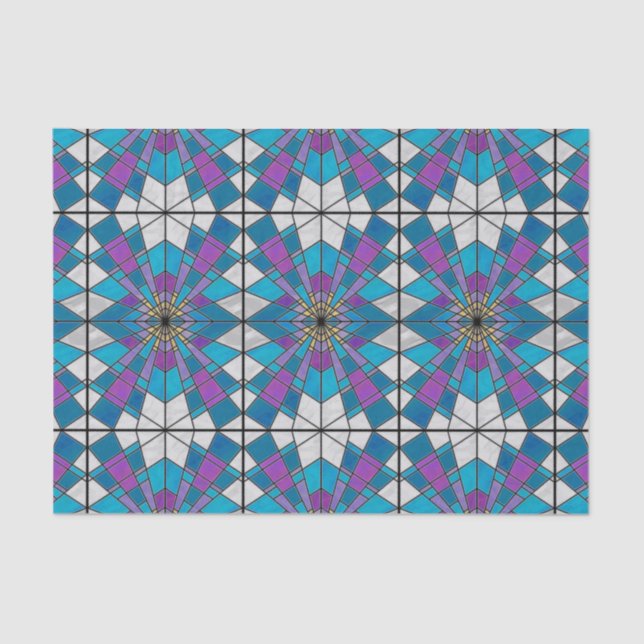 Stain Glass Ray Blau und Lila Seidenpapier (Vorderseite)