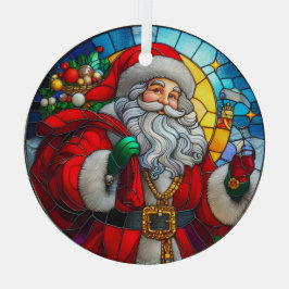 Stain Glass Santa Claus Ornament Aus Glas