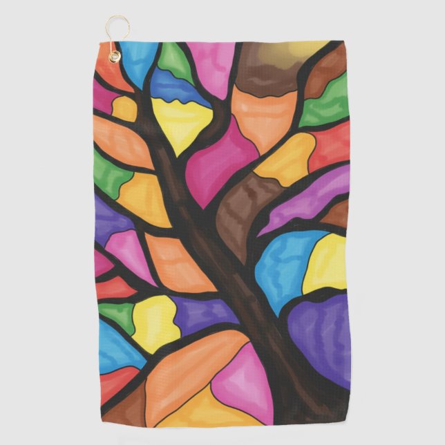 Stain glass tree art  golfhandtuch (Vorderseite)