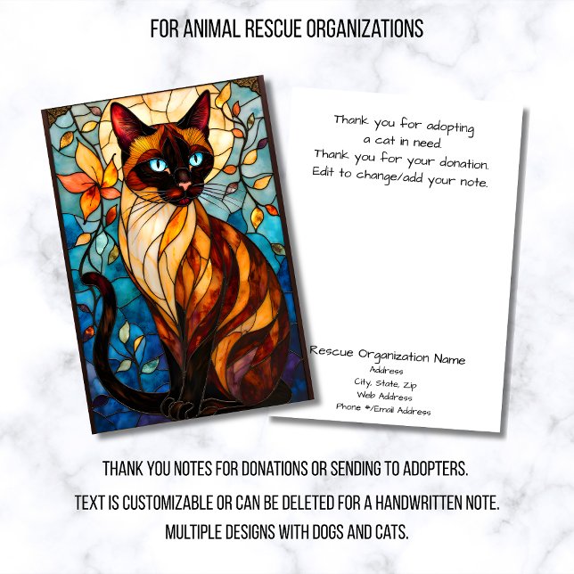 Stained Glass Animal Rescue Organization Cat Dankeskarte (Von Creator hochgeladen)