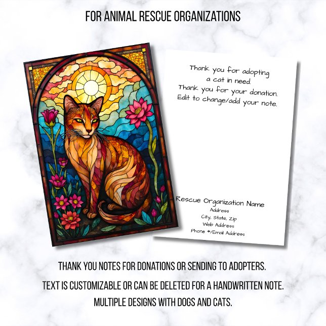 Stained Glass Animal Rescue Organization Flat Dankeskarte (Von Creator hochgeladen)