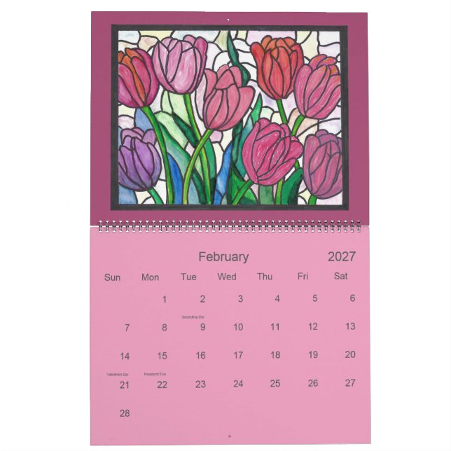 Stained Glass Art Calendar Kalender (Feb 2027)