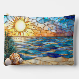 Stained Glass Beach Sunset Accessory Pouch Zubehörtasche