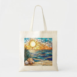 Stained Glass Beach Sunset Tote Bag Tragetasche