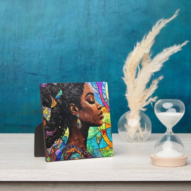 Stained Glass Black Woman Art Mosaic Fotoplatte (InSitu)