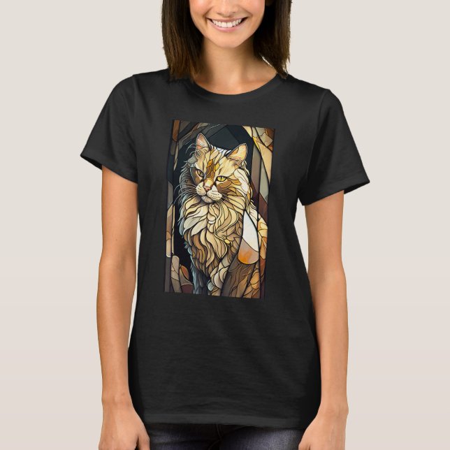 Stained Glass Buff Cat T-Shirt (Vorderseite)