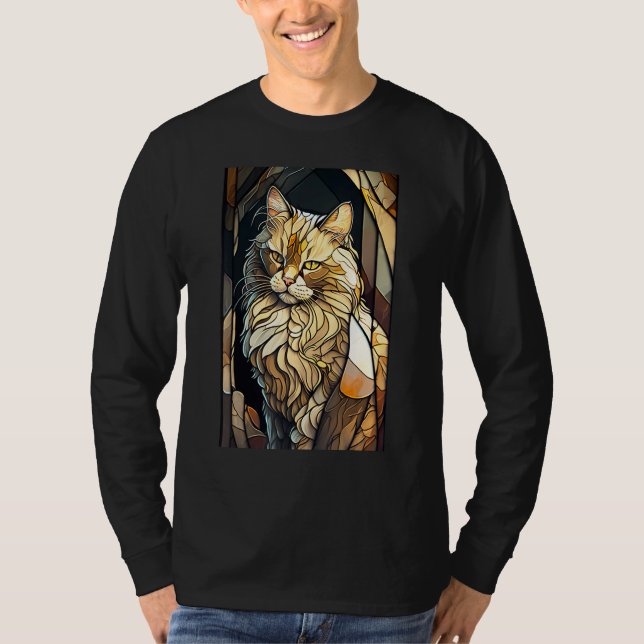 Stained Glass Buff Cat T-Shirt (Vorderseite)