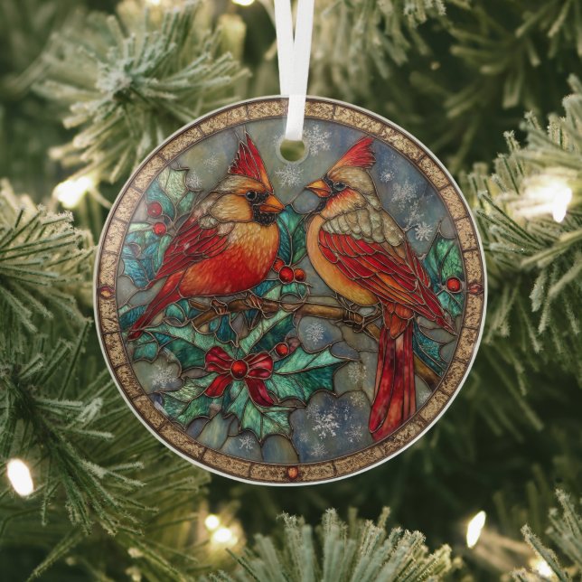 Stained Glass Cardinal Christmas Magic  Ornament Aus Glas (InSitu)