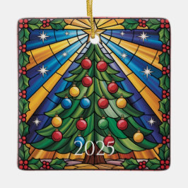 Stained Glass Christmas Tree Design Keramikornament