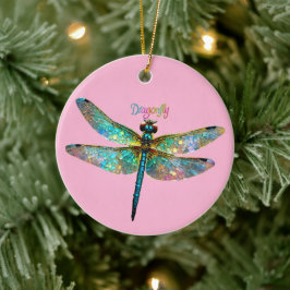 Stained Glass Colorful Dragonfly Keramik Ornament