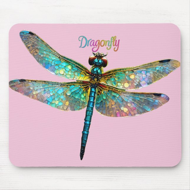 Stained Glass Colorful Dragonfly Mousepad (Vorne)