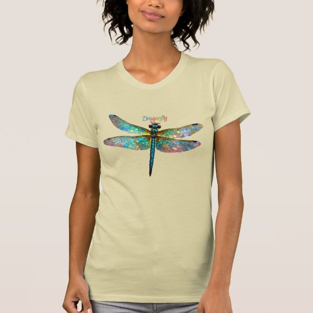 Stained Glass Colorful Dragonfly T-Shirt (Vorderseite)