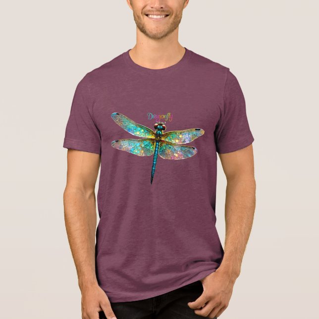 Stained Glass Colorful Dragonfly Tri-Blend Shirt (Vorderseite)