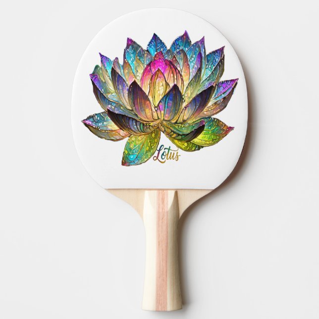 Stained Glass Colorful Lotus Flower on White  Tischtennis Schläger (Vorderseite)