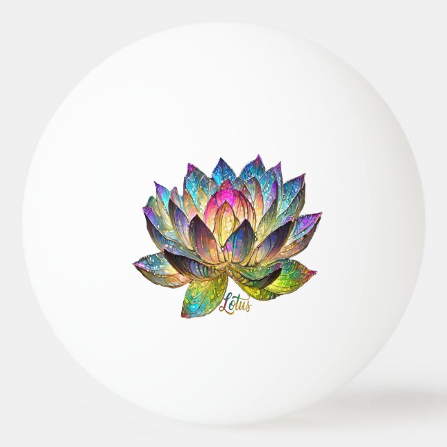 Stained Glass Colorful Lotus Flower on White  Tischtennisball (Vorderseite)