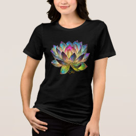 Stained Glass Colorful Lotus Flower Tri-Blend Shirt