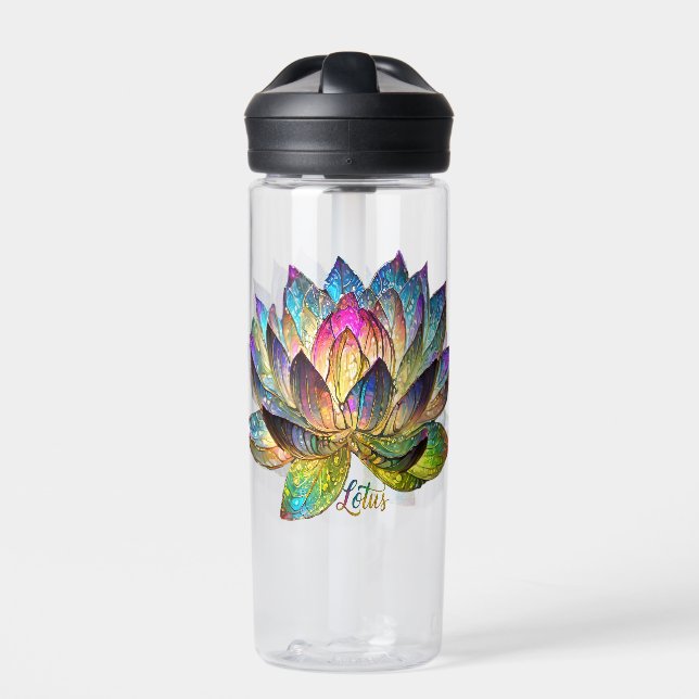 Stained Glass Colorful Lotus Flower  Trinkflasche (Vorderseite)